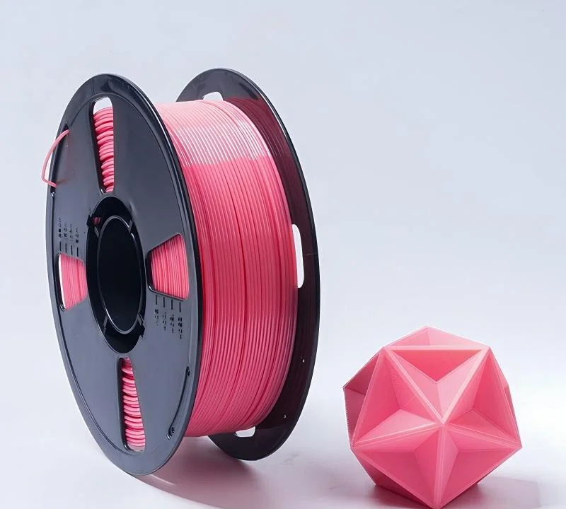 Pink matte filament spool with printed sample